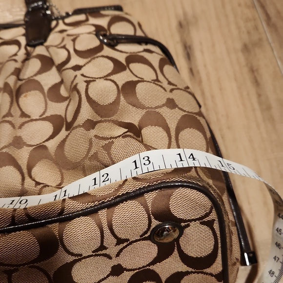 Coach Brown Signature Stripe Drawstring Carryall with Dark Brown Trim - Picture 8 of 10